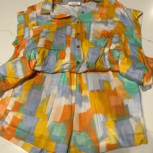 Colorful Abstract Button-Up shorts and Button Up shirt (set)